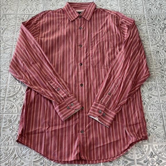 Banana Republic Other - Banana Republic Mens Dress Shirt Coral Pink Striped Small